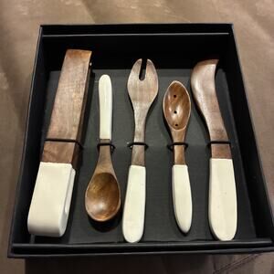 The Just Slate Company - 5 Piece Rosewood Utensil Serving Set Gift Box Scotland